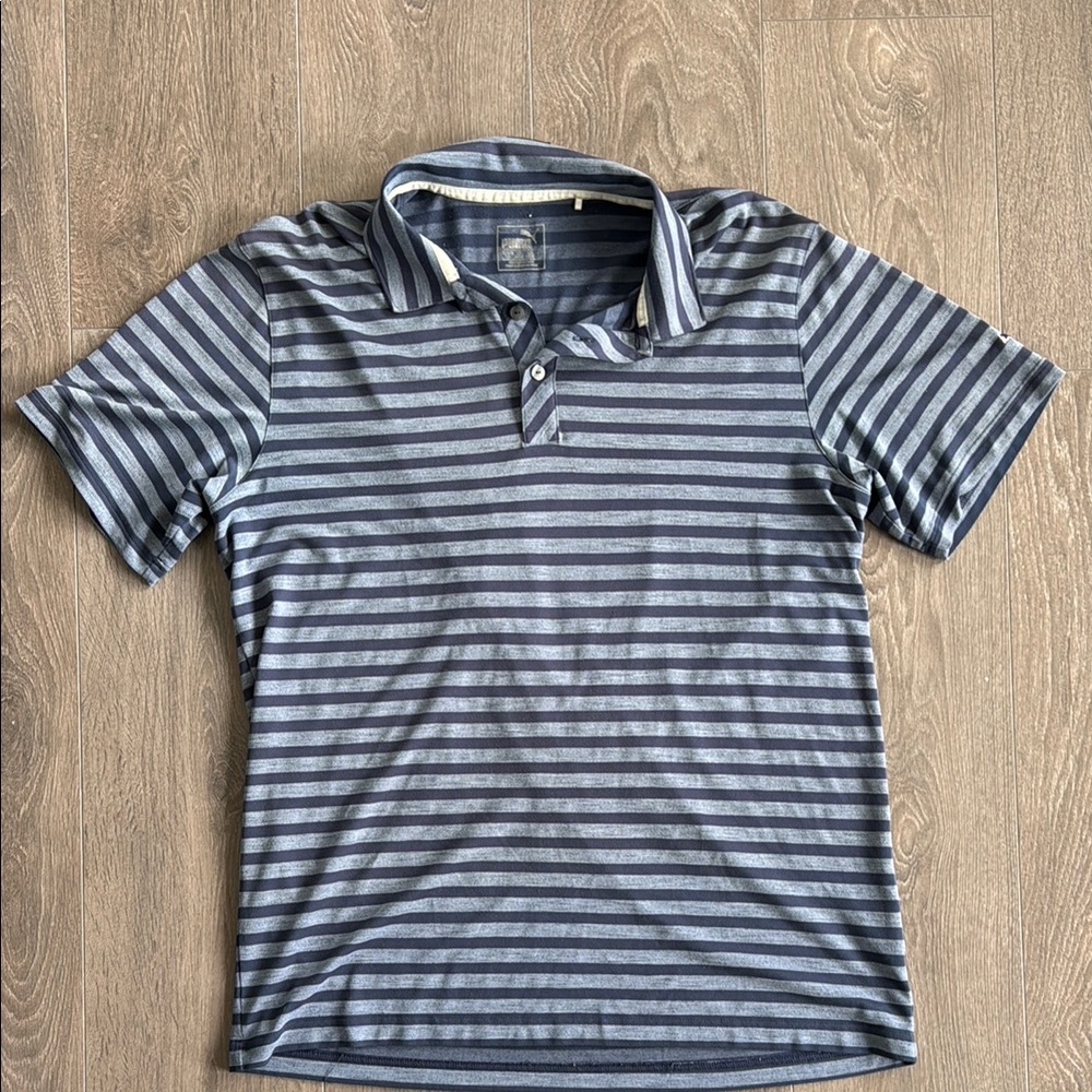 PUMA Men's Striped Blue Polo Shirt size L